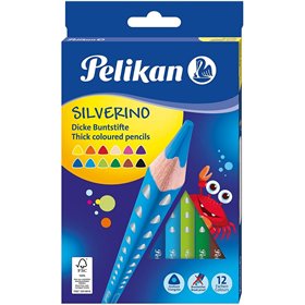 Pelikan Silverino Buntstifte 12 Ξυλομπογιές Τρίγωνες Χονδρές 