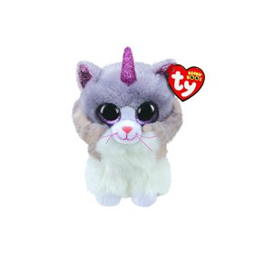 ty Beanie Boos Asher Χνουδωτό Γατούλα Μονόκερος Λευκή Και Γκρι 15Εκ 