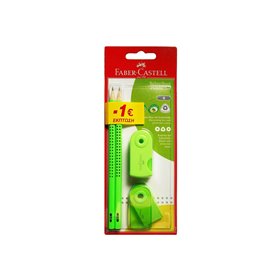 Faber-Castell Μολύβι Grip Λαχανί 2 Τμχ Και Ξύστρα Mini Sleeve Και Γόμα  Faber-Castell Μολύβι Grip Λαχανί 2 Τμχ Και Ξύστρα Mini Sleeve Και Γόμα