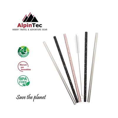AlpinTec Ανοξείδωτα Οικολογικά Καλαμάκια Πολλαπλών Χρήσεων Ίσια 8Mm 