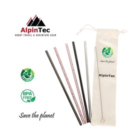 AlpinTec Ανοξείδωτα Οικολογικά Καλαμάκια Πολλαπλών Χρήσεων Ίσια 6Mm 