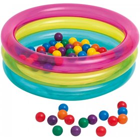 INTEX 3-Ring Baby Ball Pit Φουσκωτή Μπάλα Πισίνα Με 50 Χρωματιστές Μπάλες 86X25cm 