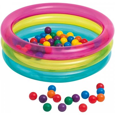 INTEX 3-Ring Baby Ball Pit Φουσκωτή Μπάλα Πισίνα Με 50 Χρωματιστές Μπάλες 86X25cm 