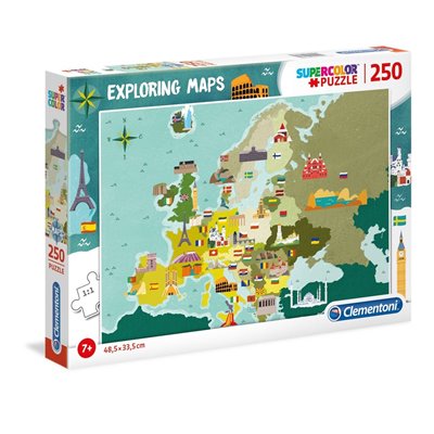 Clementoni Παιδικό Παζλ Color Exploring Maps Αξιοθέατα Στην Ευρώπη 250 Τμχ 