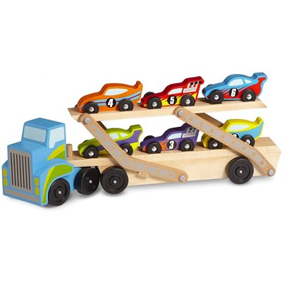 Melissa and Doug Mega Race Car Carrier Ξύλινο Ρυμουλκό Με 6 Αγωνιστικά Αυτοκίνητα 