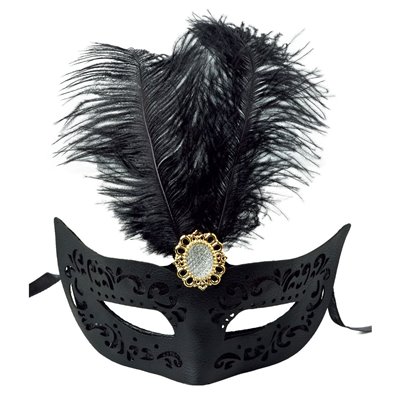 Fun Fashion Μάσκα Με Φτερό Και Αγκράφα - Μαύρη 
