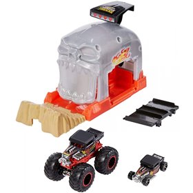 Mattel Hot Wheels Monster Trucks Bone Shaker Νεκροκεφαλή Σετ Παιχνιδιού Εκτοξευτές 