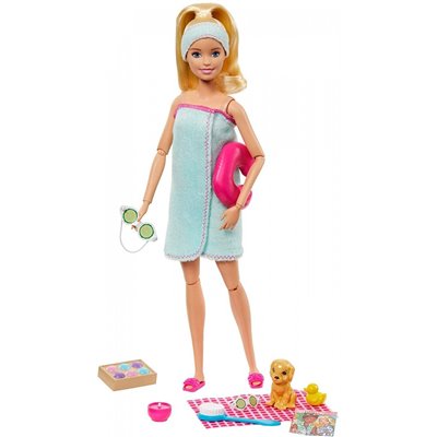 Mattel Barbie Wellness Ημέρα Ομορφιάς Σπα Κούκλα Με Κουτάβακι Και 9 Αξεσουάρ 