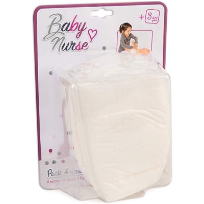 Smoby Baby Nurse Nappies - Πάνες Για Κούκλες Λευκές Τεσσάρων Τεμαχίων 