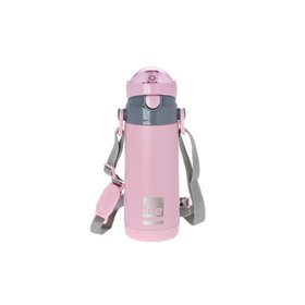 eco life Μεταλλικό Θερμός Με Καλαμάκι 400Ml - Ροζ 