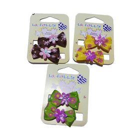 LA FOLLIE Παιδικό Κλίπ Φιογκάκια Εμπριμέ Πέρλα Σετ Των 2 - 3 Σχέδια  LA FOLLIE Παιδικό Κλίπ Φιογκάκια Εμπριμέ Πέρλα Σετ Των 2 - 3 Σχέδια