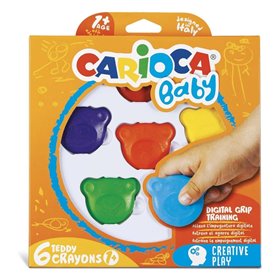 CARIOCA Baby Teddy Bear Shape Κηρομπογιές 6 Τμχ  CARIOCA Baby Teddy Bear Shape Κηρομπογιές 6 Τμχ