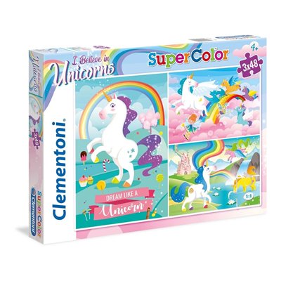 Clementoni Παιδικό Παζλ Color Believe N Unicorns 3X48 Τμχ 