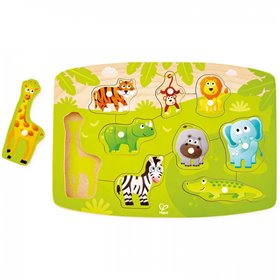 Hape Jungle Peg Puzzle - Παζλ Με Τα Ζώα Της Ζούγκλας - 10Τεμ.  Hape Jungle Peg Puzzle - Παζλ Με Τα Ζώα Της Ζούγκλας - 10Τεμ.