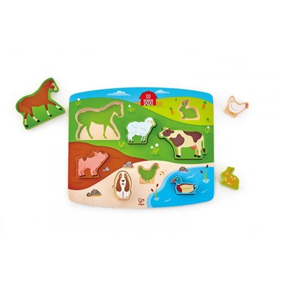 Hape Farm Animal Puzzle And Play - Παζλ Τα Ζώα Της Φάρμας - 9 Τεμ. 