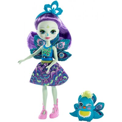 Mattel Enchantimals Κούκλα Και Ζωάκι Patter Peacock And Flap 