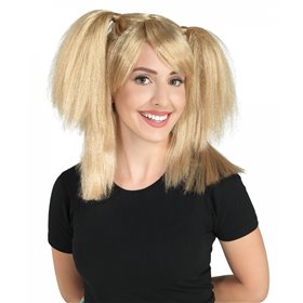 CLOWN Περούκα Αποκριάς Ξανθιά Με Κοτσίδες 