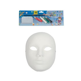CLOWN Μάσκα Paper Mache Λευκή Με 4 Χρώματα Και Πινέλο 