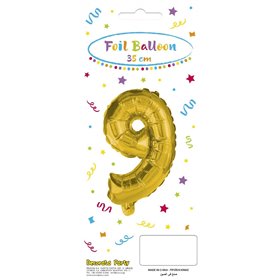 PROCOS Decorata Party Gold Foil No 9 Μπαλόνι - Χρυσό  PROCOS Decorata Party Gold Foil No 9 Μπαλόνι - Χρυσό