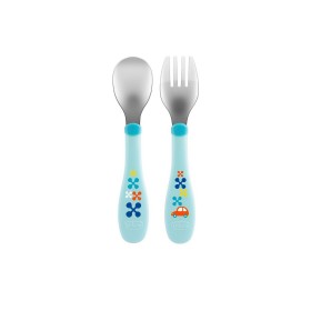 Chicco Metal Cutlery Mix And Match Πιρούνι - Κουτάλι 18M - 2 Χρώματα 