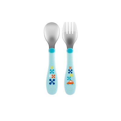 Chicco Metal Cutlery Mix And Match Πιρούνι - Κουτάλι 18M - 2 Χρώματα 