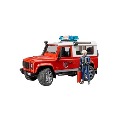 bruder Land Rover Defender Πυροσβεστικό Όχημα Με Πυροσβέστη 