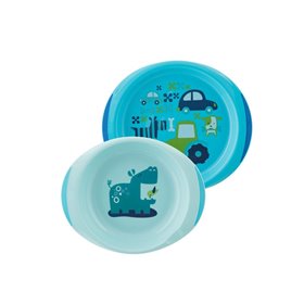 Chicco Dish Set Σετ Γεύματος Πιάτο Και Μπωλ Γαλάζιο 12Μ+ 