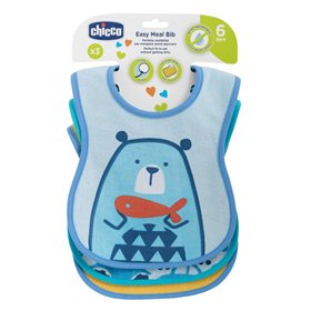 Chicco Σαλιάρα Easy Meal Αγόρι 6Μηνών+ (3Τμχ) 