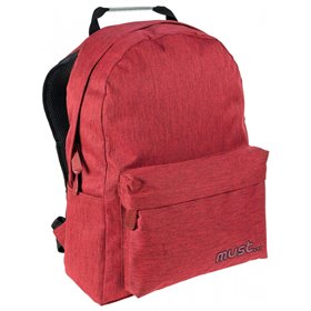 MUST Σχολική Τσάντα Πλάτης Monochrome Τζιν Μπορντώ, 2 Θήκες, 32X17x42εκ. 