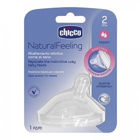 Chicco Θηλή Σιλικόνης Με Κλίση Natural Feeling Μέτριας Ροής, 2Μ+ 