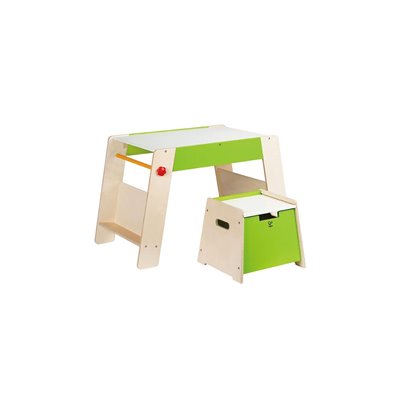 Hape Early Explorer Ξύλινο Θρανίο Με Κάθισμα Play Station And Stool Set 