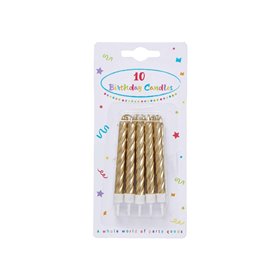 PROCOS Κεράκια Γενεθλίων Χρυσά Spiral Με Βάσεις - 10Τμχ  PROCOS Κεράκια Γενεθλίων Χρυσά Spiral Με Βάσεις - 10Τμχ