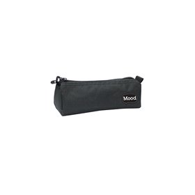 Diakakis imports School Pencil Case Black With Zipper Mood Chrome 