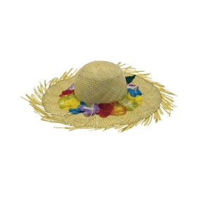 CLOWN Καπέλο Ψάθινο Με Λουλούδια 2 Χρώματα 