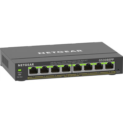 NetGear GS308EPP Unmanaged L2 PoE+ Switch με 8 Θύρες Gigabit (1Gbps) Ethernet