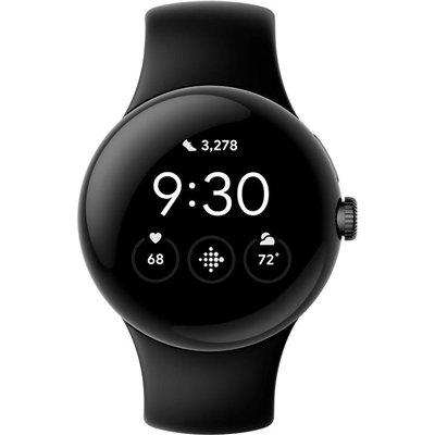 Google Pixel Watch Stainless Steel 41mm με Παλμογράφο (Matte Black case/Obsidian Active band)
