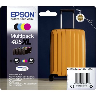 Epson 405XL Γνήσιο Πακέτο 4 Μελανιών Εκτυπωτή InkJet Κίτρινο / Κυανό / Ματζέντα / Μαύρο (C13T05H64010)