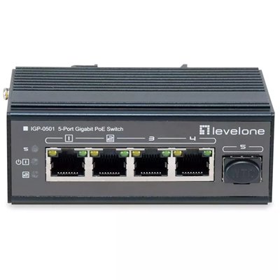 Level One IGP-0501 Unmanaged L2 PoE++ Switch με 4 Θύρες Gigabit (1Gbps) Ethernet και 1 SFP Θύρα
