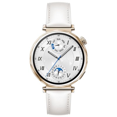 Huawei Watch GT 5 41mm Αδιάβροχο με Παλμογράφο (White Leather Strap)