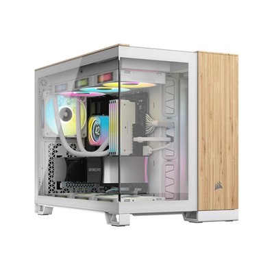 Corsair 2500X Gaming Micro Tower Κουτί Υπολογιστή με Πλαϊνό Παράθυρο White/Bamboo Wood