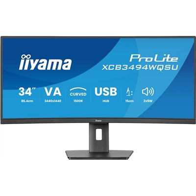 Iiyama ProLite XCB3494WQSU-B1 Ultrawide VA HDR Curved Monitor 34" QHD 3440x1440