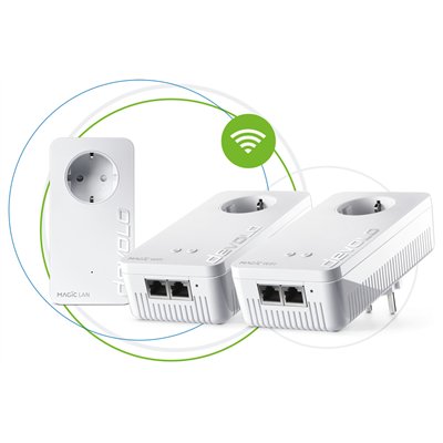 Devolo Magic 2 WiFi Next Multiroom Kit (DE) Powerline Τριπλό για Ασύρματη Σύνδεση Wi‑Fi 5 με Passthrough Πρίζα και 2 Θύρες Gigab