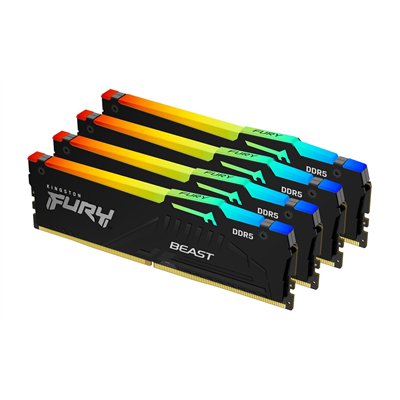Kingston Fury Beast RGB DDR5 128GB RAM με 4x32GB Modules και Ταχύτητα 5200 για Desktop KF552C40BBAK4-128