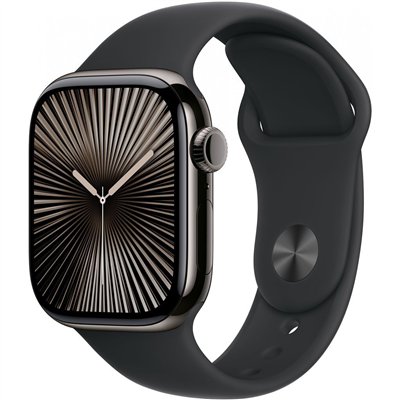Apple Watch Series 10 Cellular Titanium 42mm Αδιάβροχο με eSIM και Παλμογράφο (Slate with Black Sport Band)