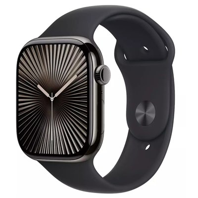 Apple Watch Series 10 Cellular Titanium 46mm Αδιάβροχο με eSIM και Παλμογράφο (Slate - Black Sport Band – M/L)