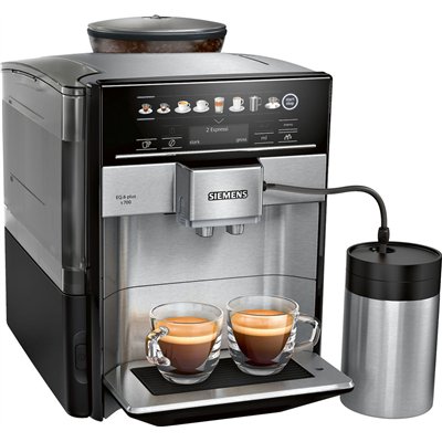 Siemens Αυτόματη Μηχανή Espresso 1500W Πίεσης 19bar για Cappuccino με Μύλο Άλεσης Μαύρη TE657M03DE