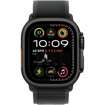 Apple Watch Ultra 2 2024 Titanium 49mm Αδιάβροχο με eSIM και Παλμογράφο (Black Titanium Case with Black Trail Loop - M/L)