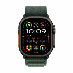 Apple Watch Ultra 2 2024 Titanium 49mm Αδιάβροχο με eSIM και Παλμογράφο (Black με Dark Green Alpine Loop - Medium)