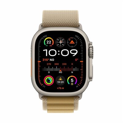 Apple Watch Ultra 2 2024 Titanium 49mm Αδιάβροχο με eSIM και Παλμογράφο (Natural με Tan Alpine Loop - Medium)