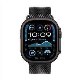 Apple Watch Ultra 2 2024 Titanium 49mm Αδιάβροχο με eSIM και Παλμογράφο (Black με Black Titanium Milanese Loop - Medium)